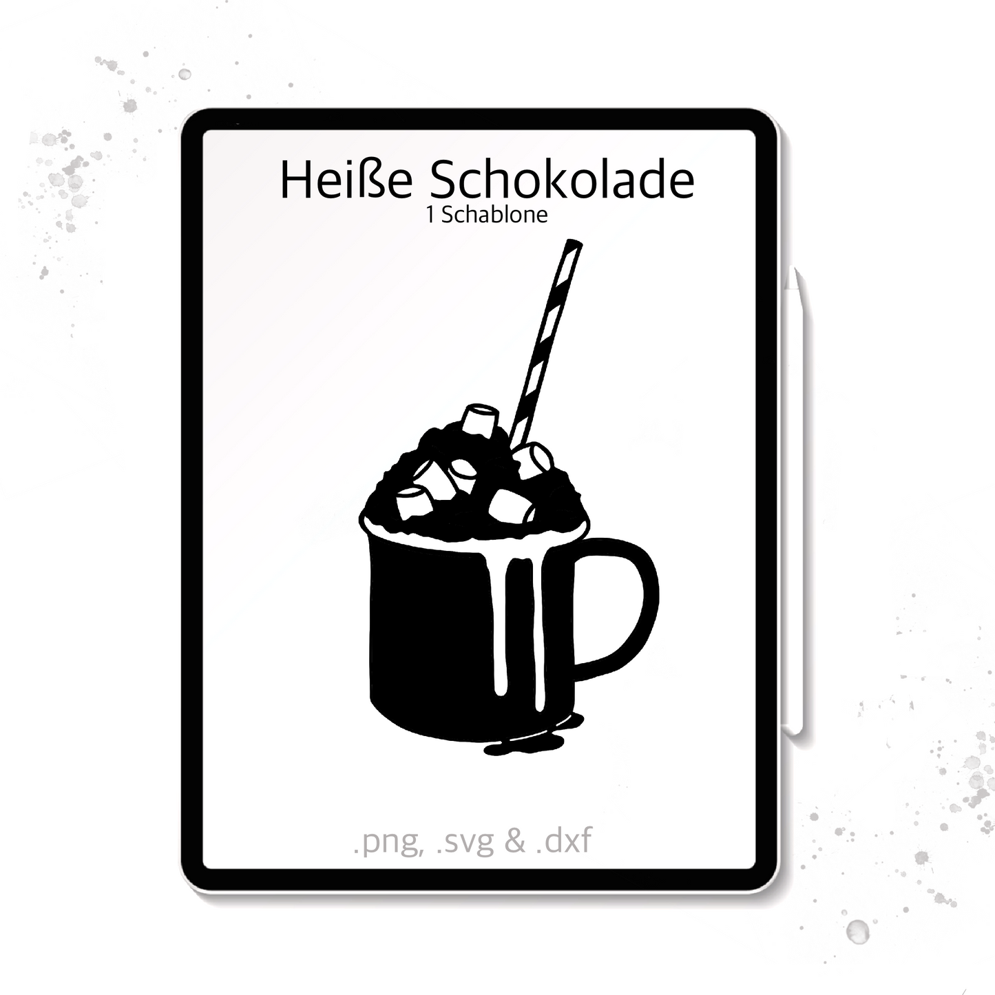 Plotterdatei / Laserdatei Schablonen "Heiße Schokolade" (.dxf, .svg und .png)