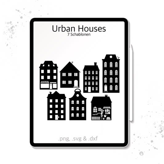 Plotterdatei / Laserdatei Schablonen "Urban Houses" (.dxf, .svg und .png)