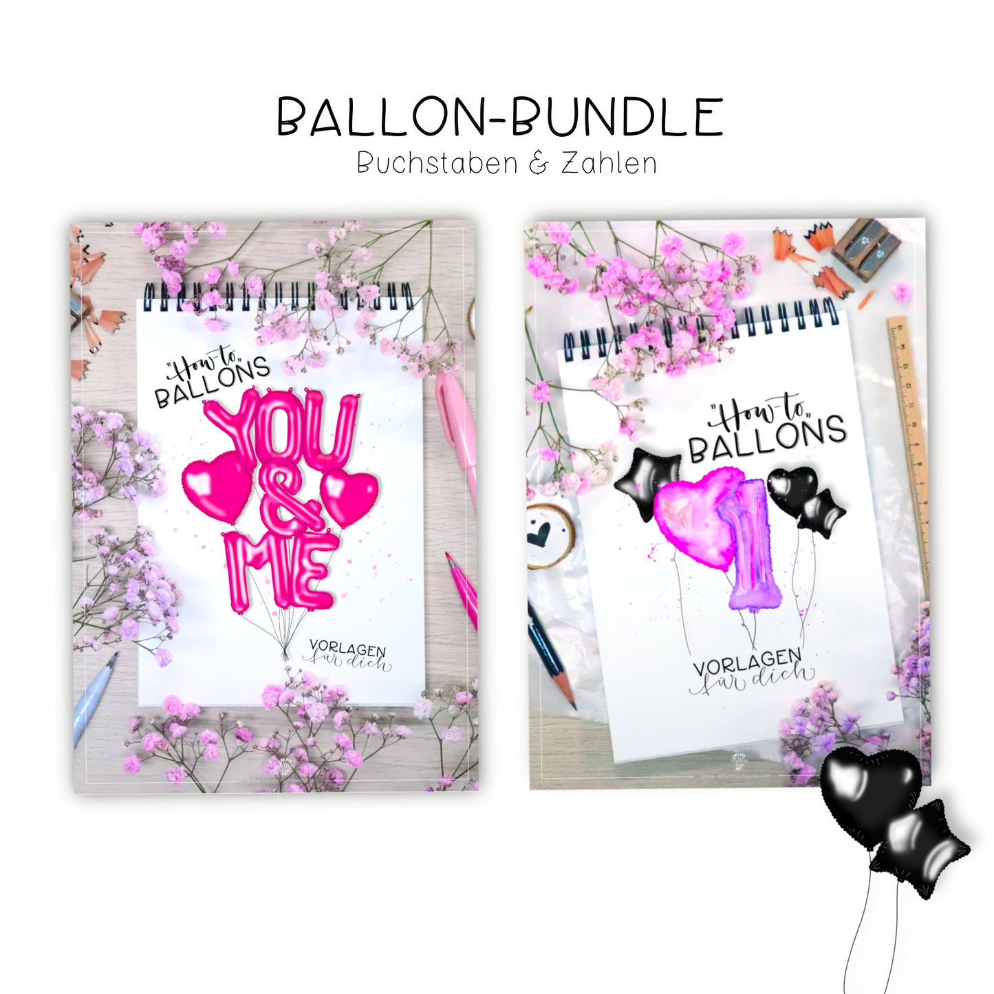 "How-to-Ballons" BUNDLE (Buchstaben & Zahlen) - Vorlagen, Download