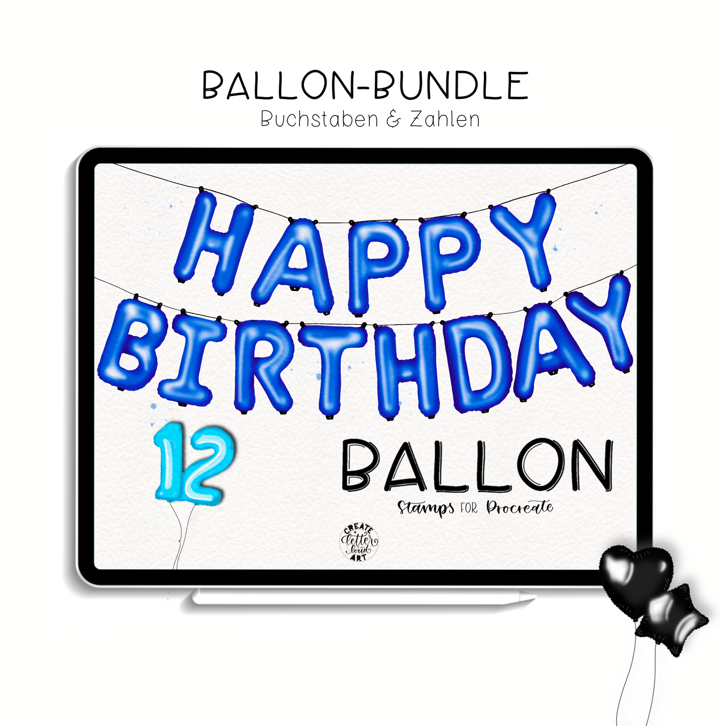 Procreate Ballons BUNDLE (Buchstaben & Zahlen), Download