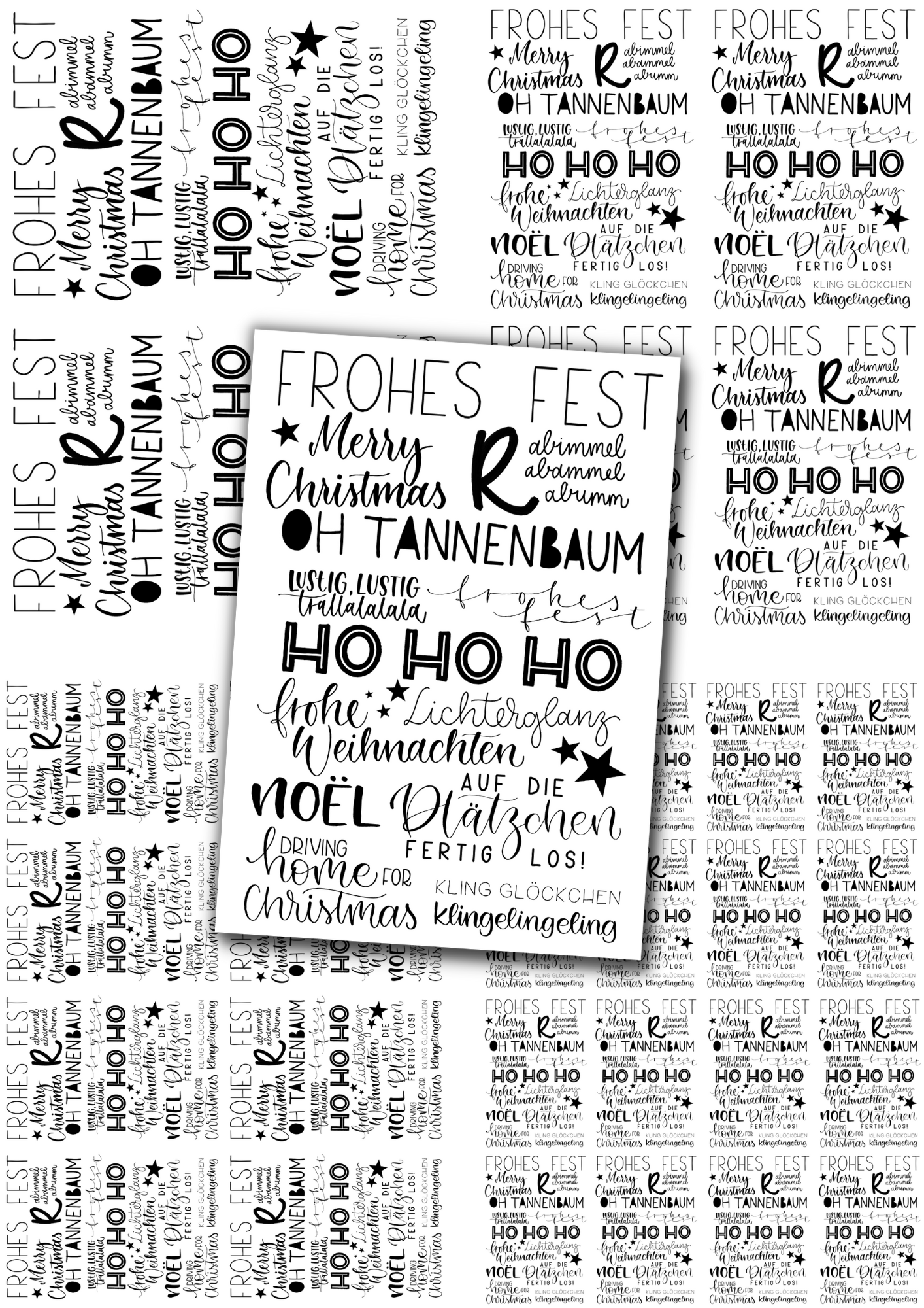 weihnachtliche Lettering-Vorlage, 5 Größen, Download